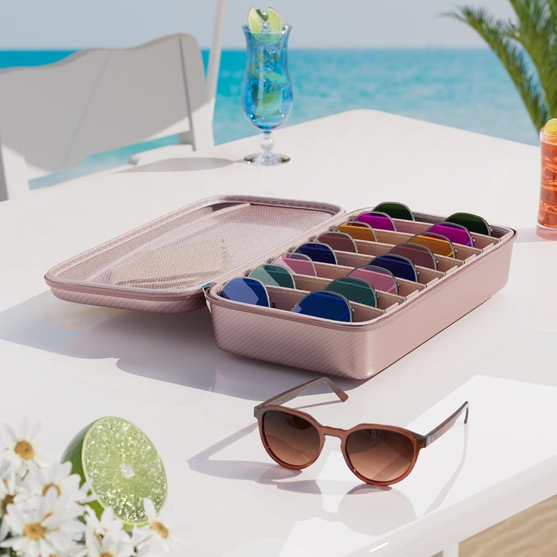 Vecxoty Travel Sunglasses Organizer​,​ Hard Shell​ Sunglass Case Adjustable Slots for Multiple ​Sunglass Eyeglass Case - Image 3